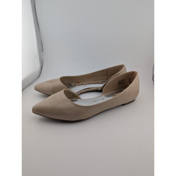 Brash Women's Size 6 Ballet Flats Beige Nude Faux Patent Leather Pointy With Box - Picture 5 of 10